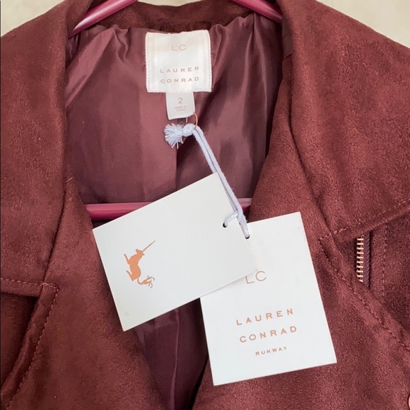 Burgundy suede Moto jacket - Picture 2 of 5